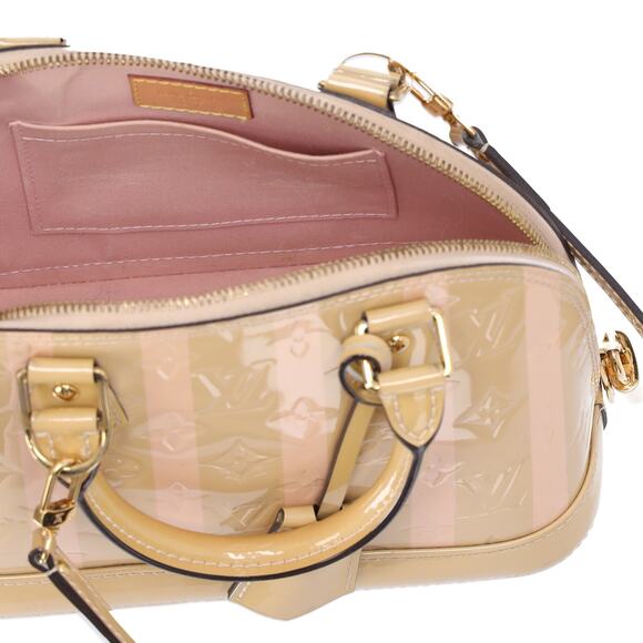 Louis Vuitton Alma BB Monogram Vernis Rayures Handbag Dune Pink Patent Leather - Picture 7 of 9